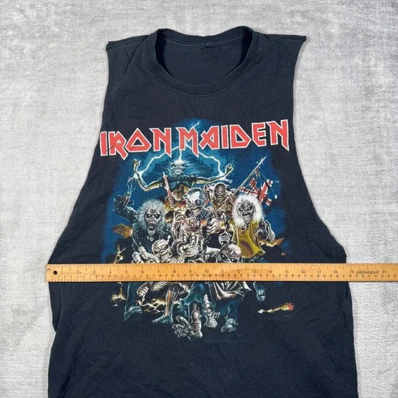 Iron Maiden Shirt Mens Large Black Vintage Y2K Best Of The Beast Metal Cut Off - Picture 10 of 11